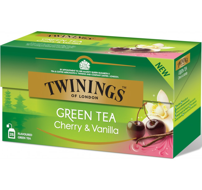 Ceai Twinings Verde cu aroma de Cirese si Vanilie 25 Pliculete